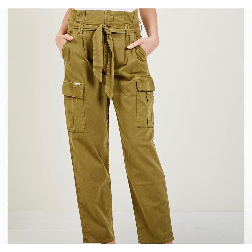 MOTHER Olive Green High-Waist Wide Leg Cargo Pants